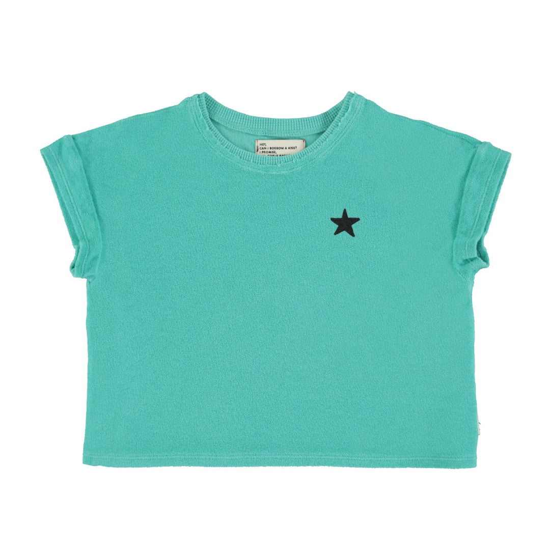 Turquoise With Black Logo Print T-Shirt