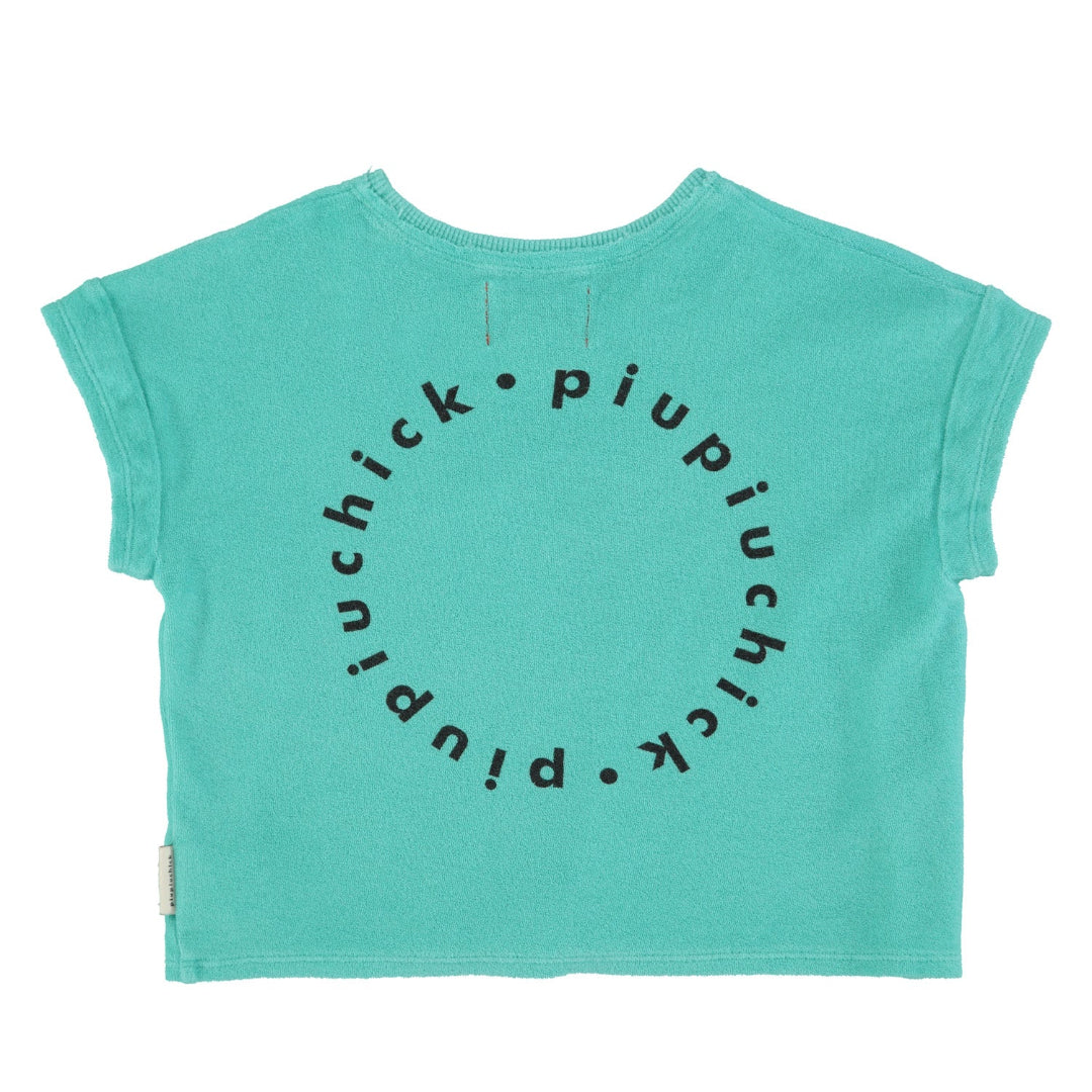 Turquoise With Black Logo Print T-Shirt