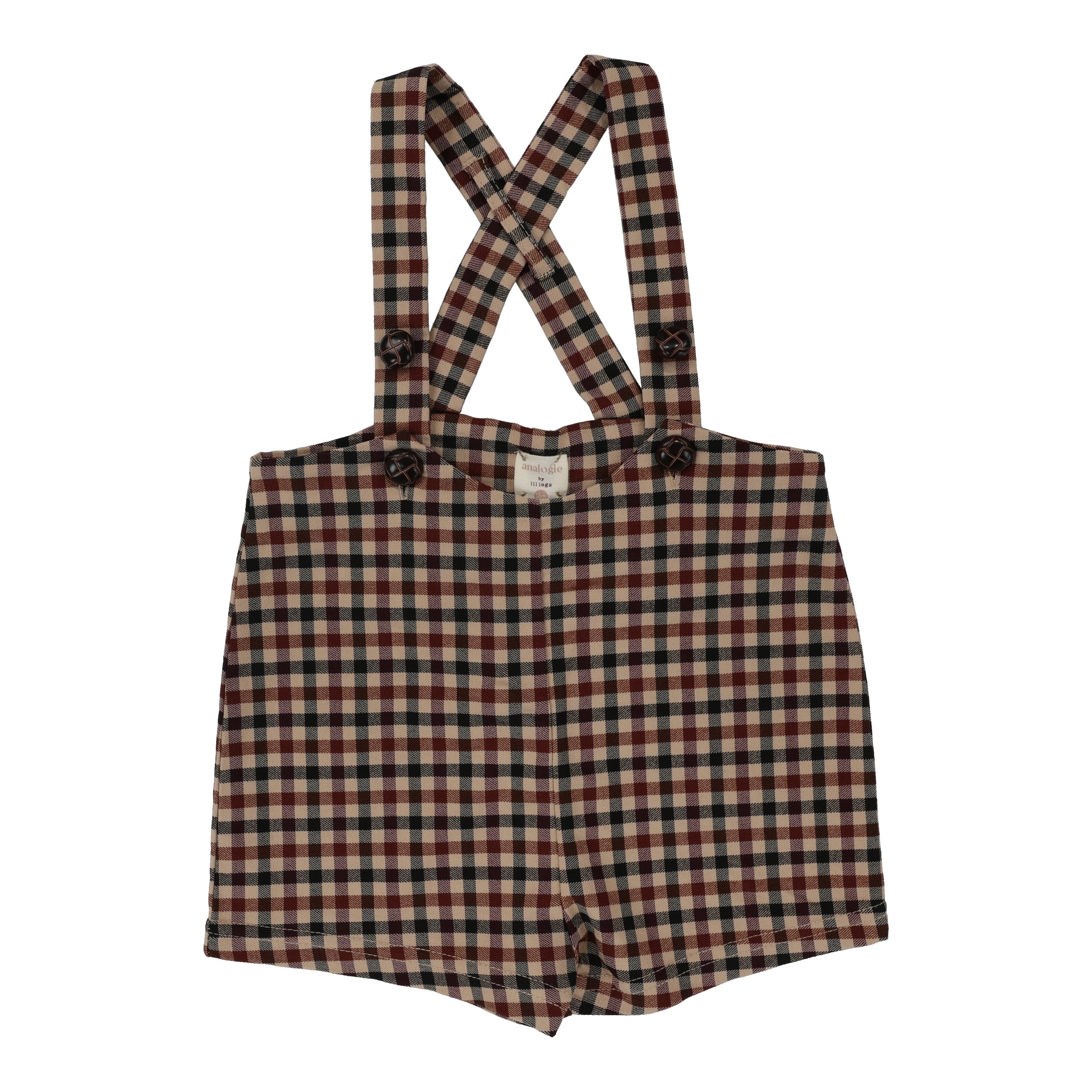 Tan Plaid Suspender Shorts