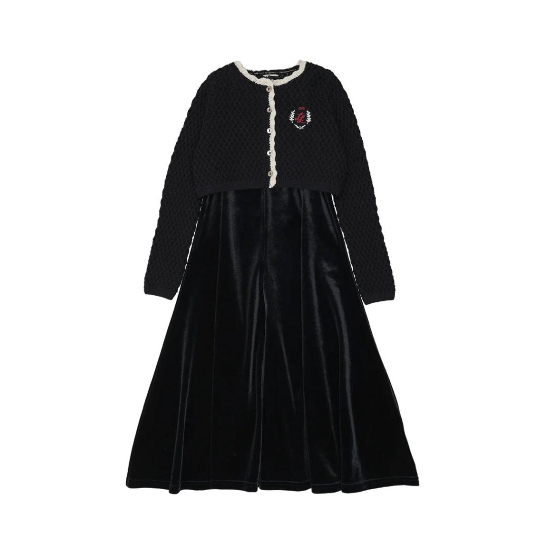 Navy Crest Maxi Cardigan Set
