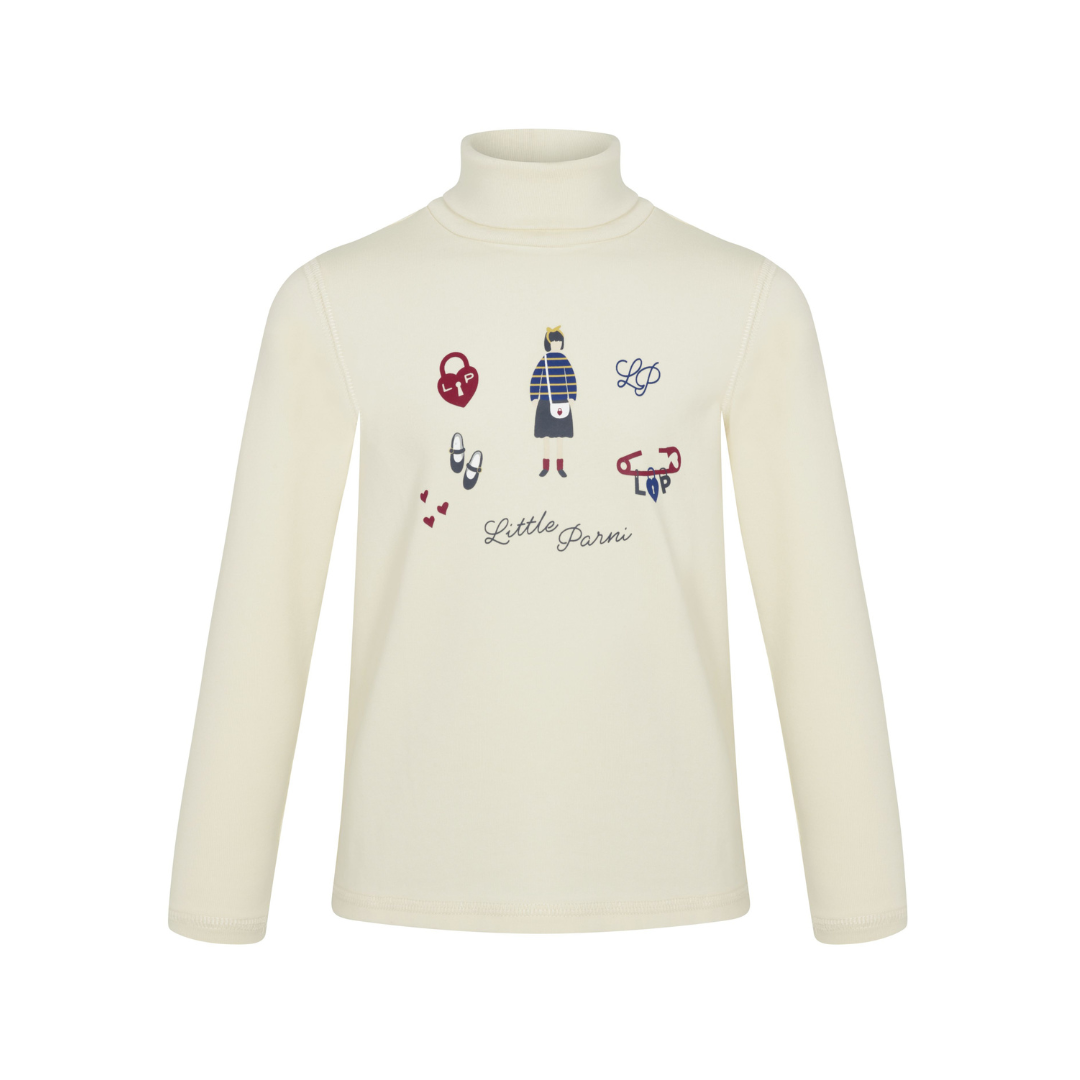 Ivory Printed Turtle Neck
