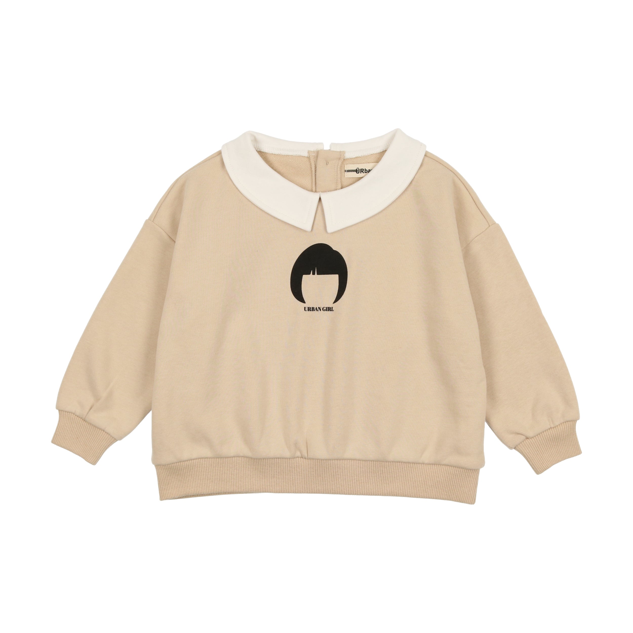 Cream Girl Collared Sweatshirt