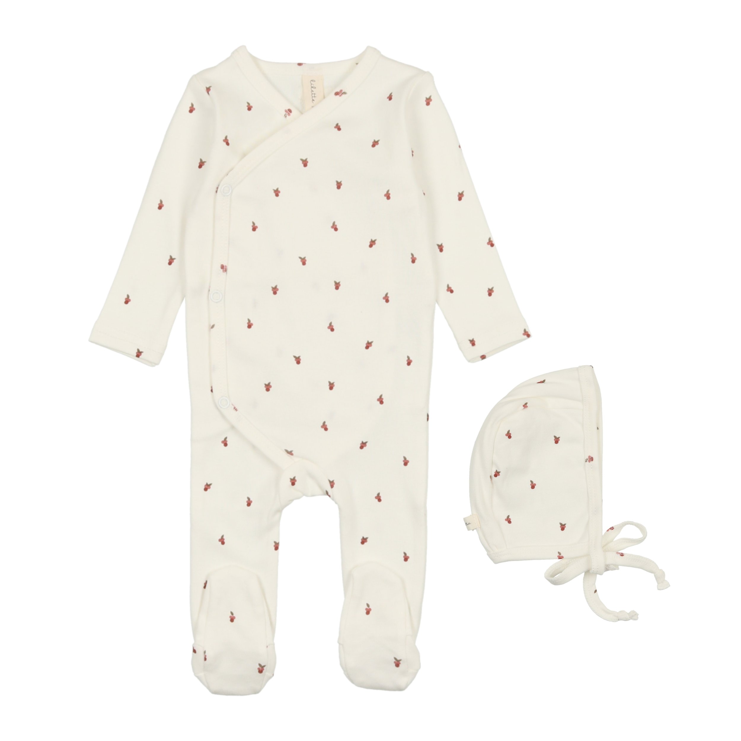 White/Red Very Berry Footie & Bonnet Set