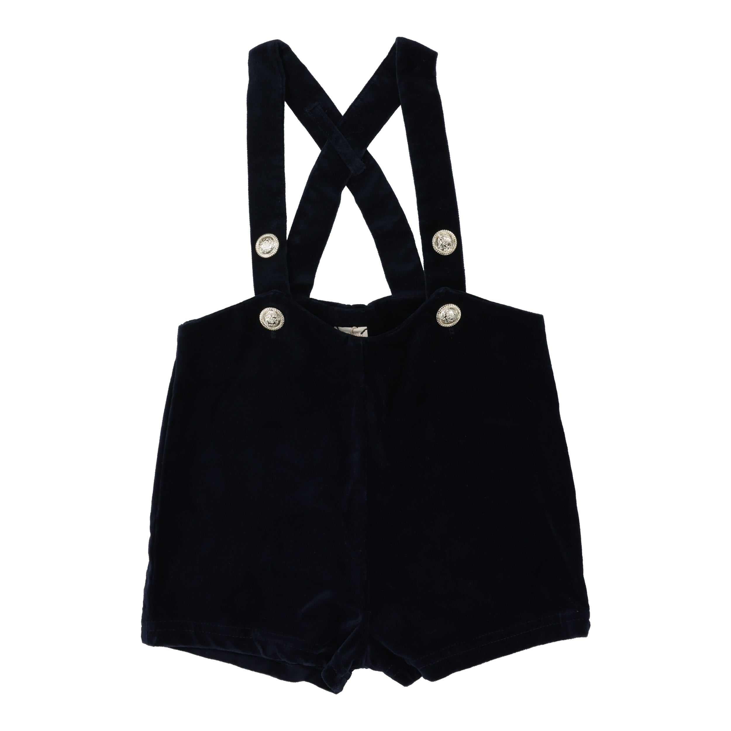 Navy Velvet Suspender Shorts