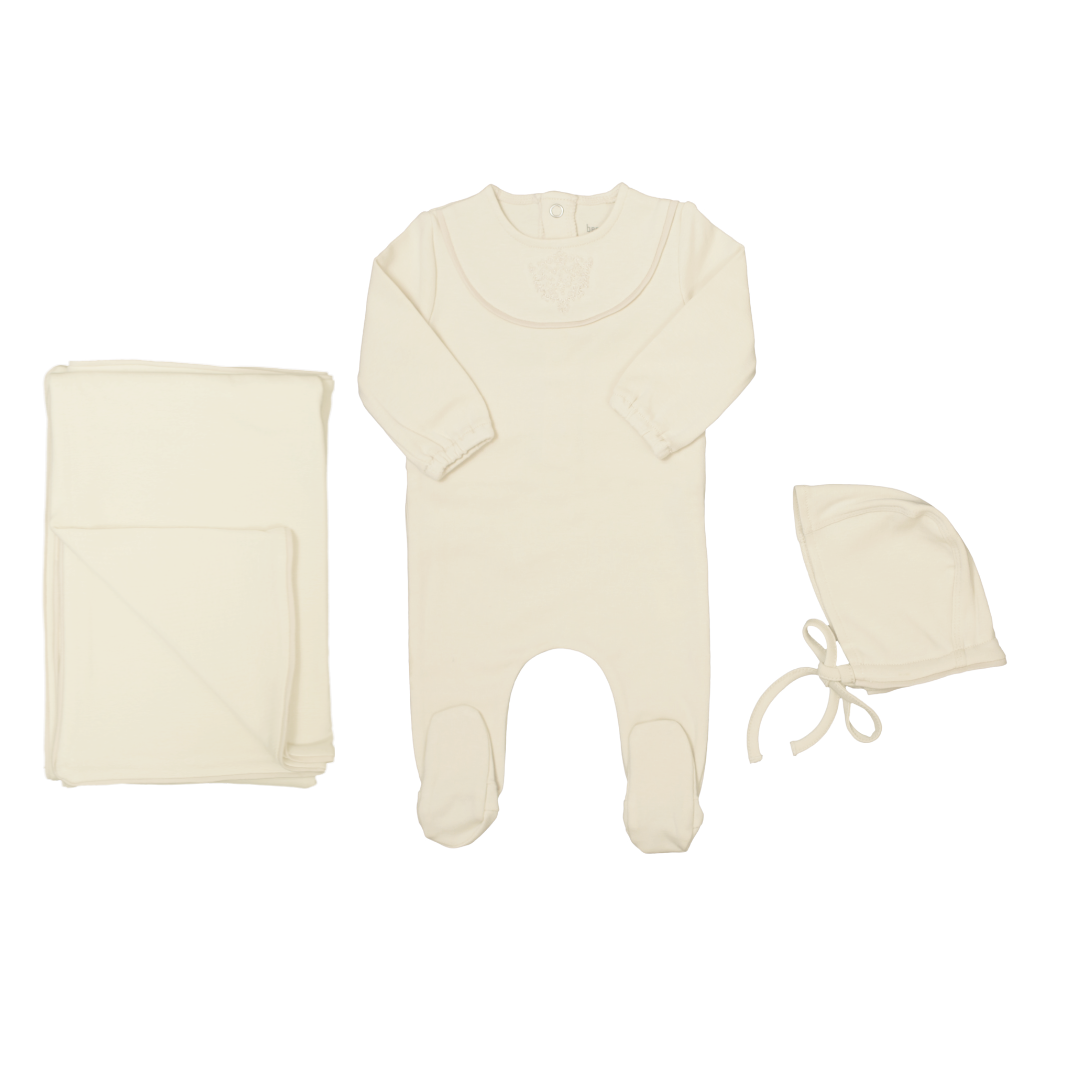 Cream Boy's Embroidered Vintage Layette Set
