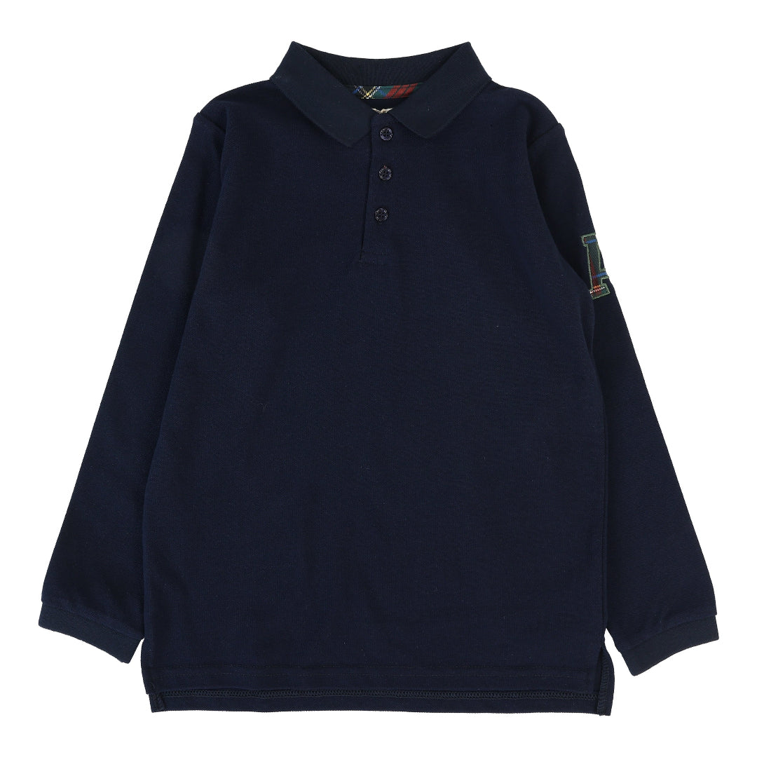 Navy Plaid Detail Polo