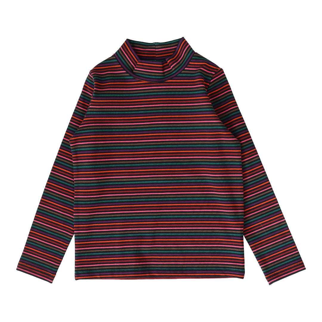 Multi Stripe Printed Mockneck