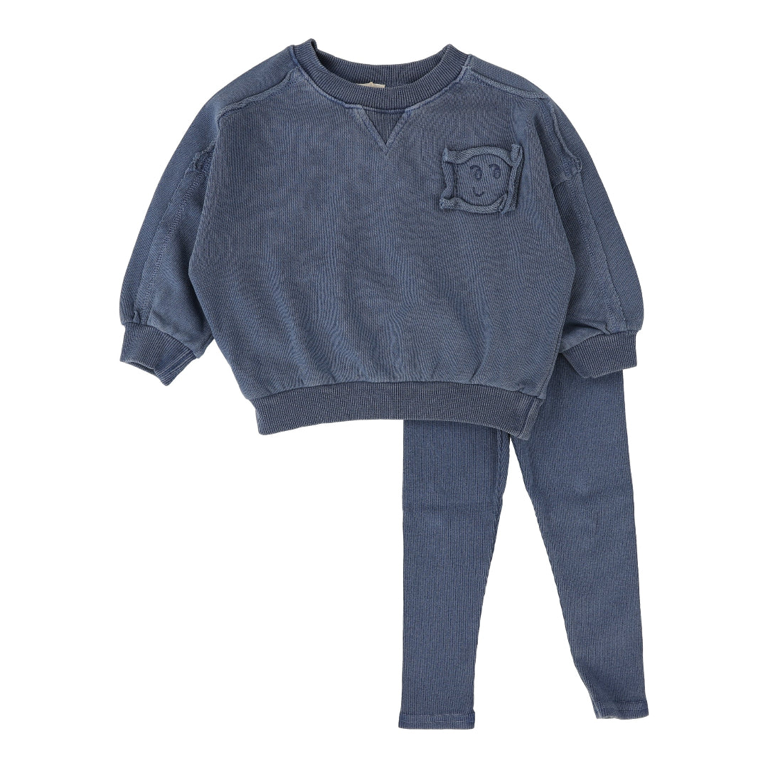 Blue Wash Sweatshirt Set
