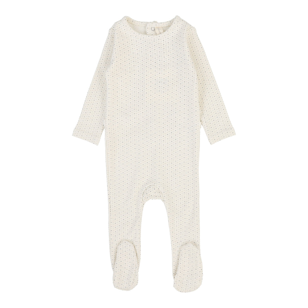 Cream/Blue Dotted Footie