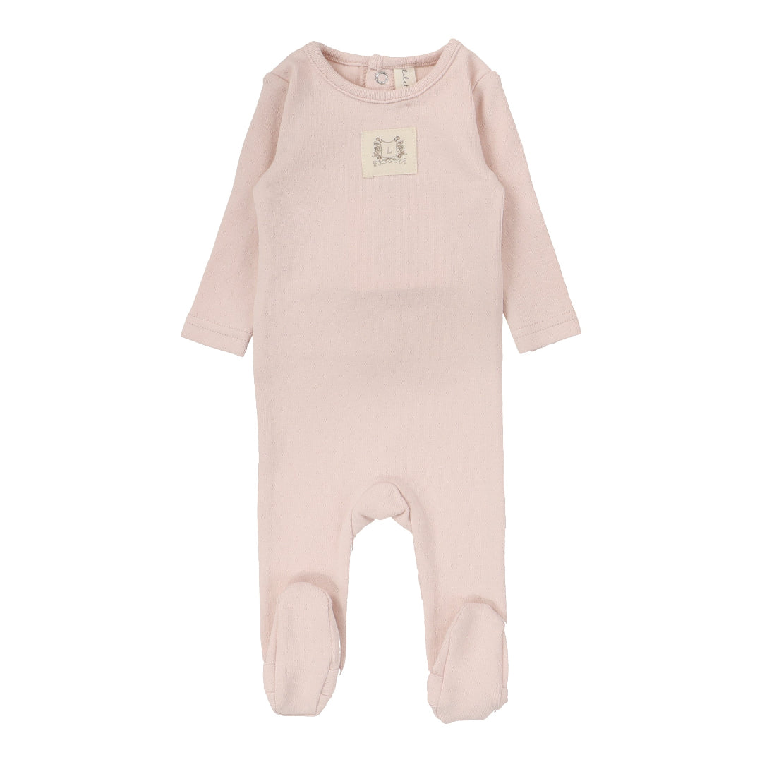 Soft Pink Pointelle Emblem Footie