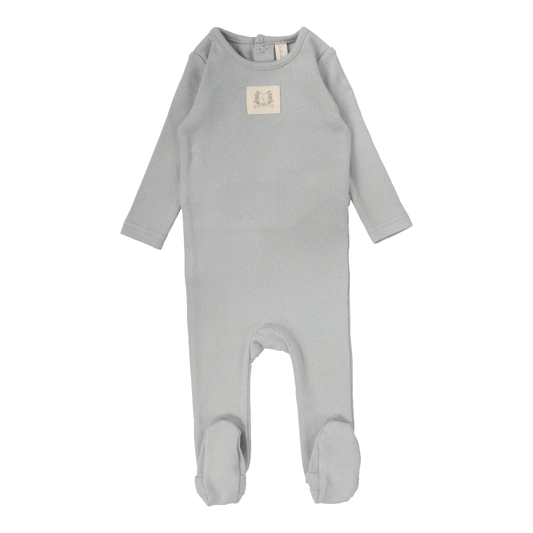 Light Blue Pointelle Emblem Footie