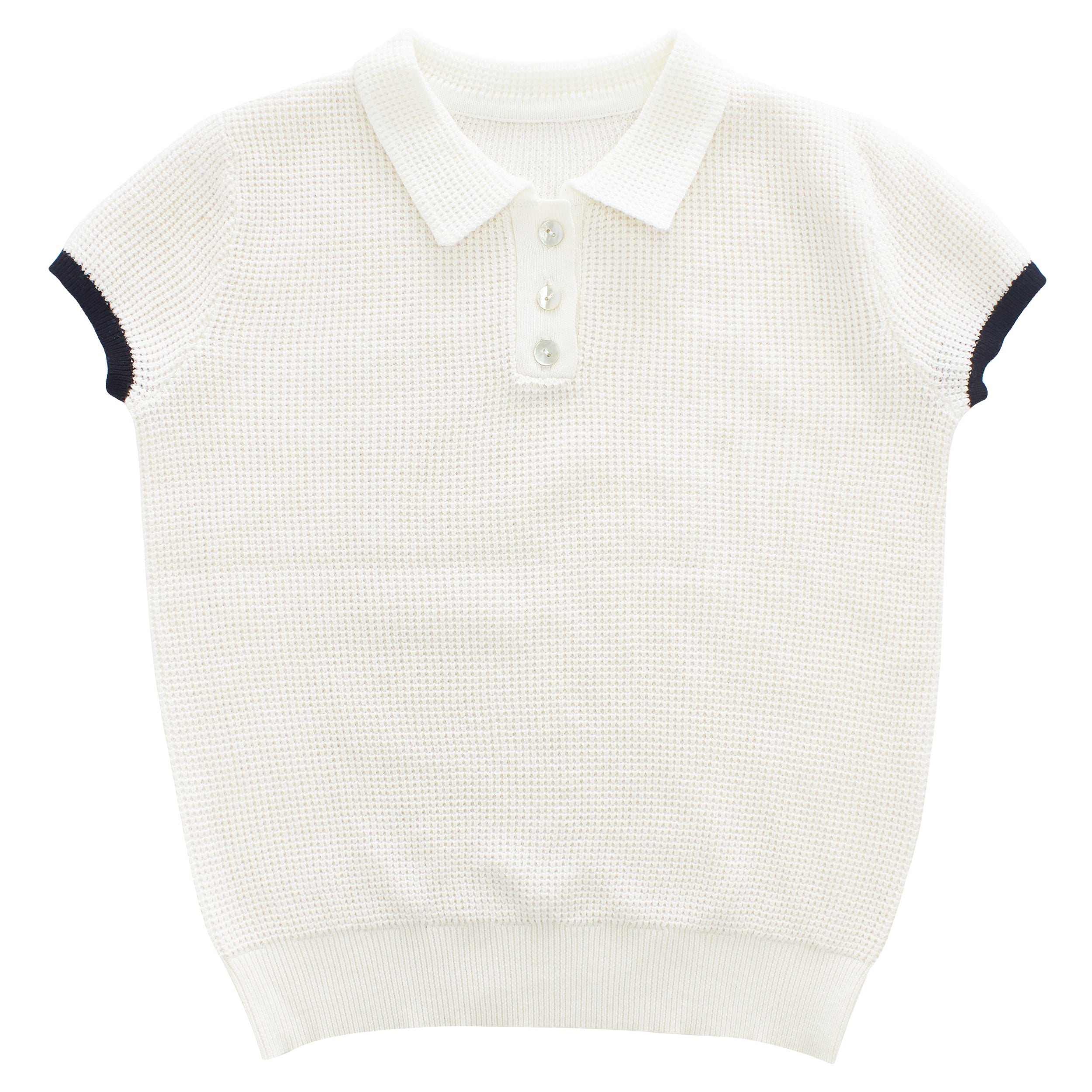 Kipp White Waffle Collared Knit Sweater