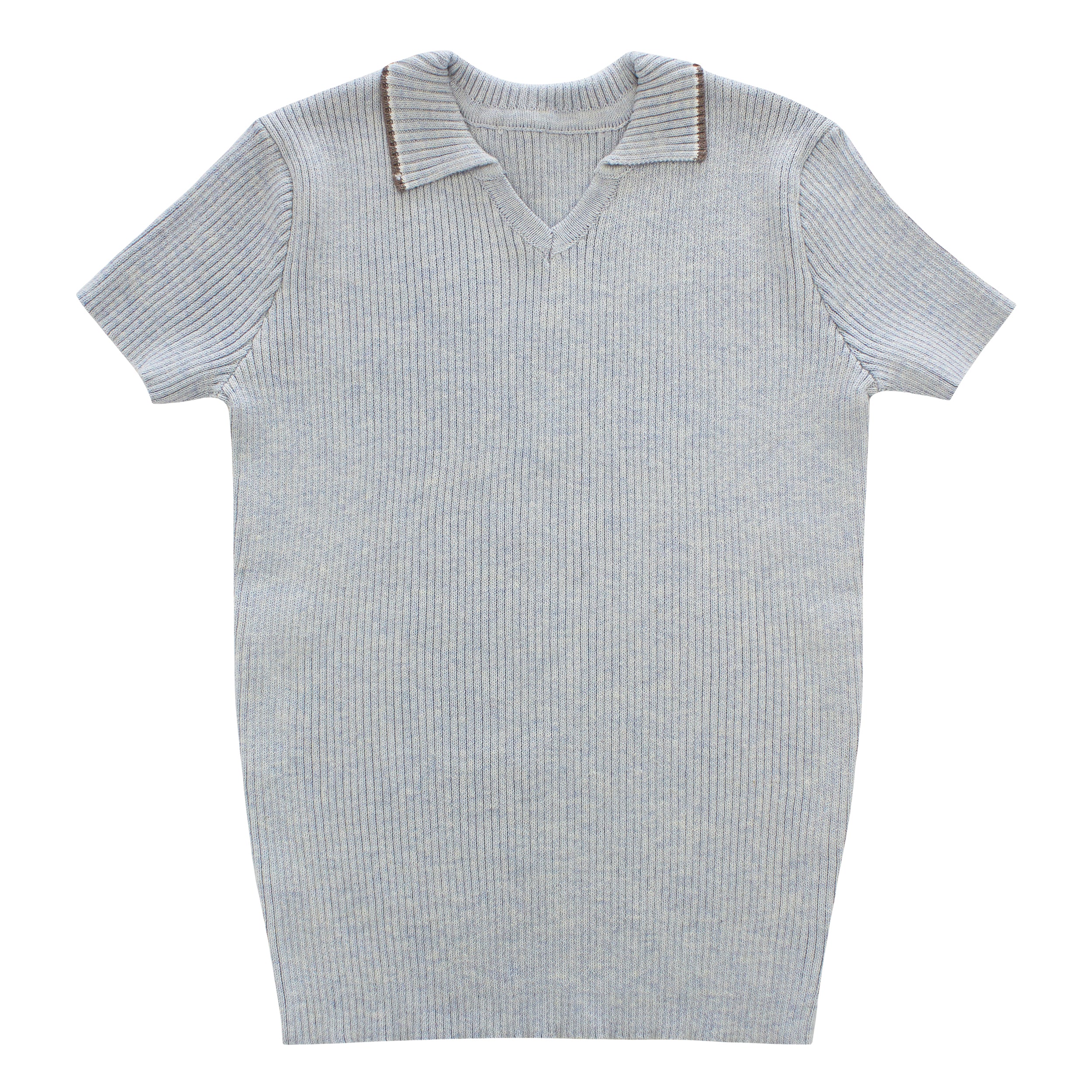 Kipp Light Blue V-Neck Rib Sweater