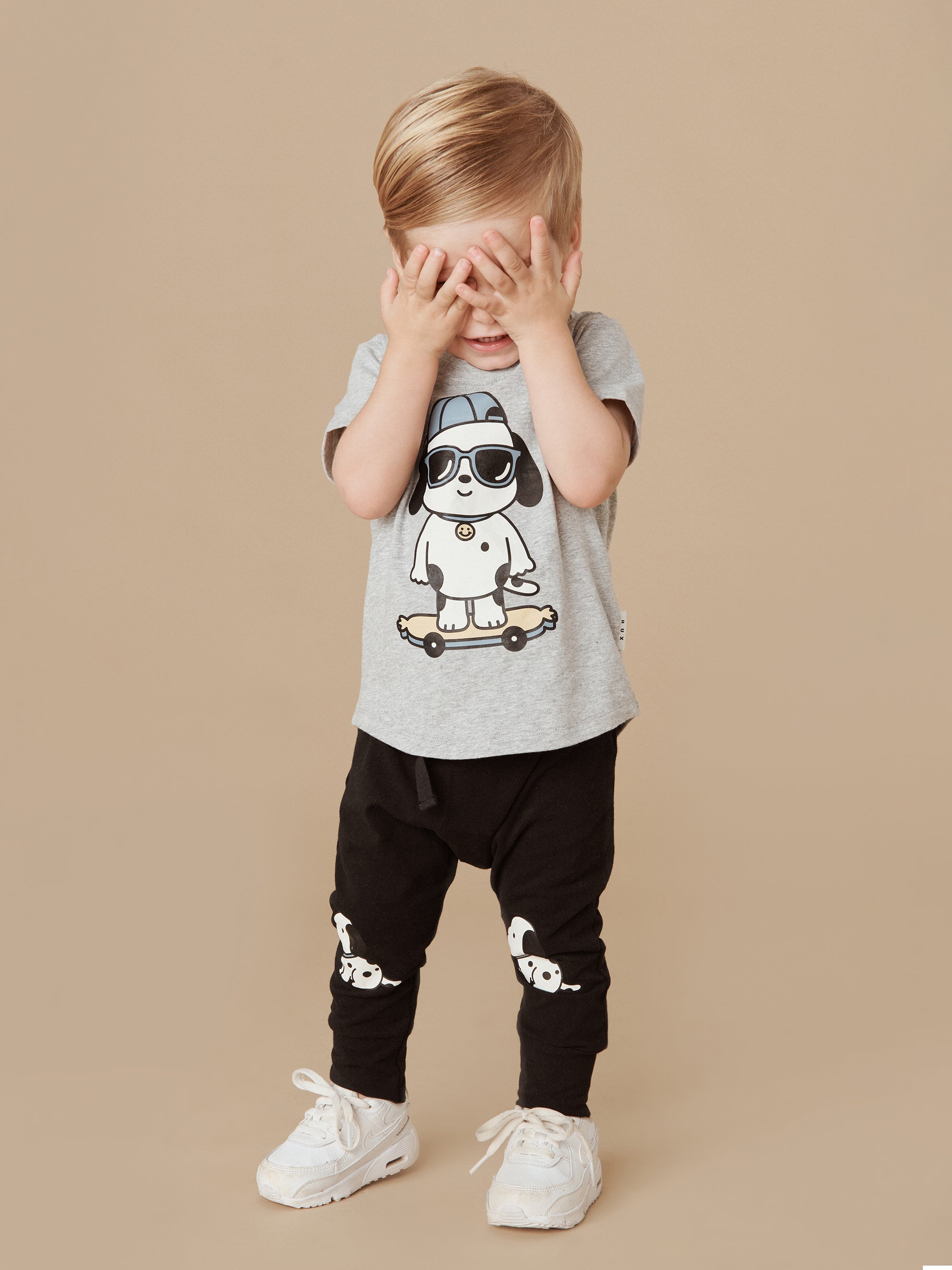 Hux Baby Grey Marle Skater Dog T-Shirt