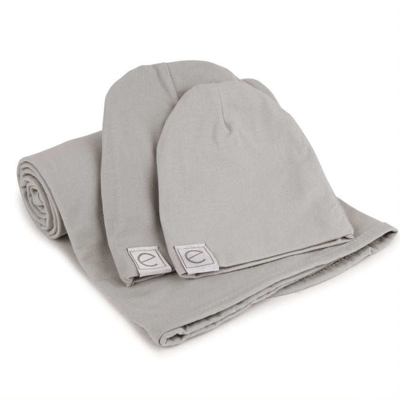 Ely's & Co. Grey Swaddle & Baby Hats Gift Set