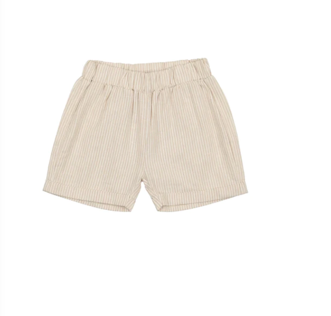 Oat Stripe Linen Pull On Shorts