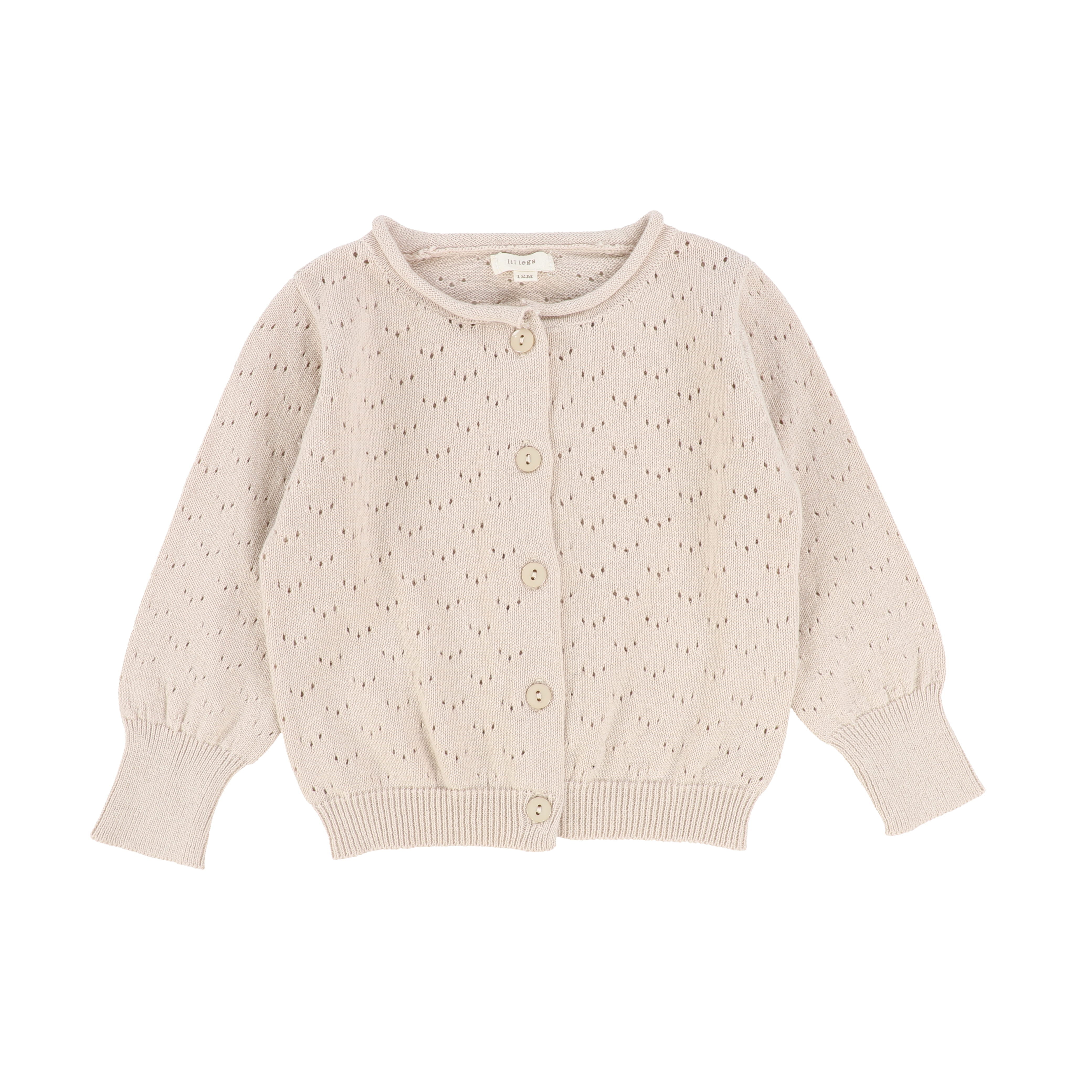 Lil Legs Natural Pointelle Knit Cardigan