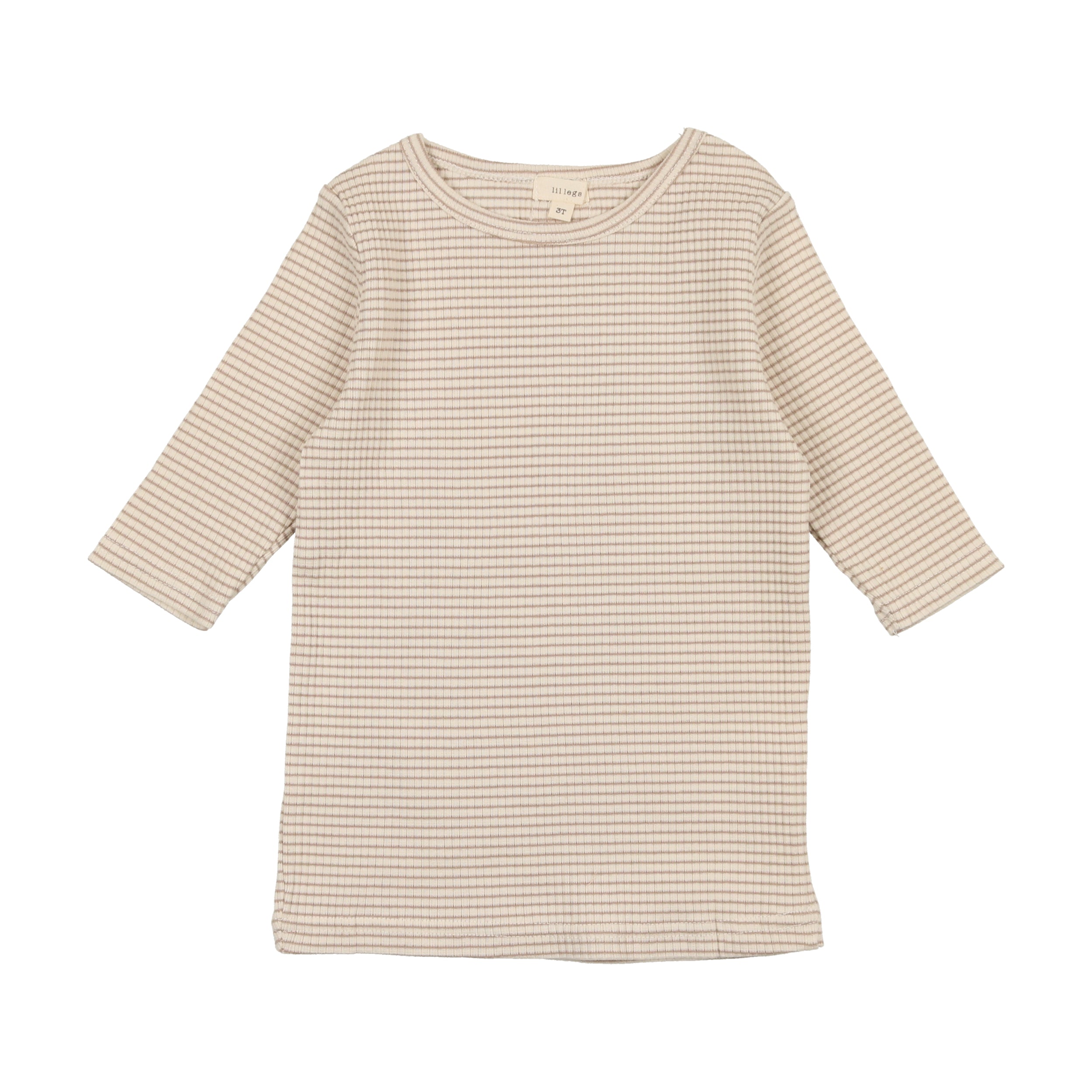 Lil Legs Tan Stripe 3/4 Sleeve Rib Tee
