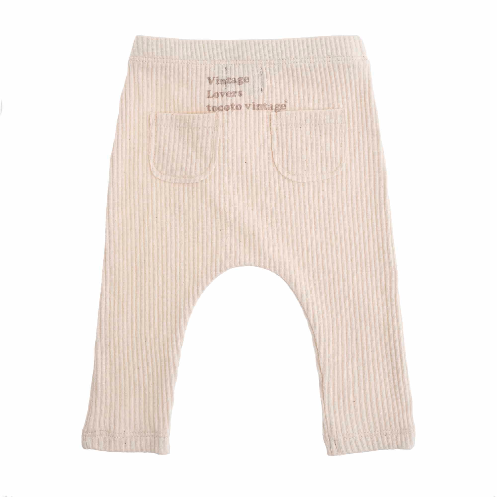 Tocoto Vintage Off-White Ribbed Baby Leggings
