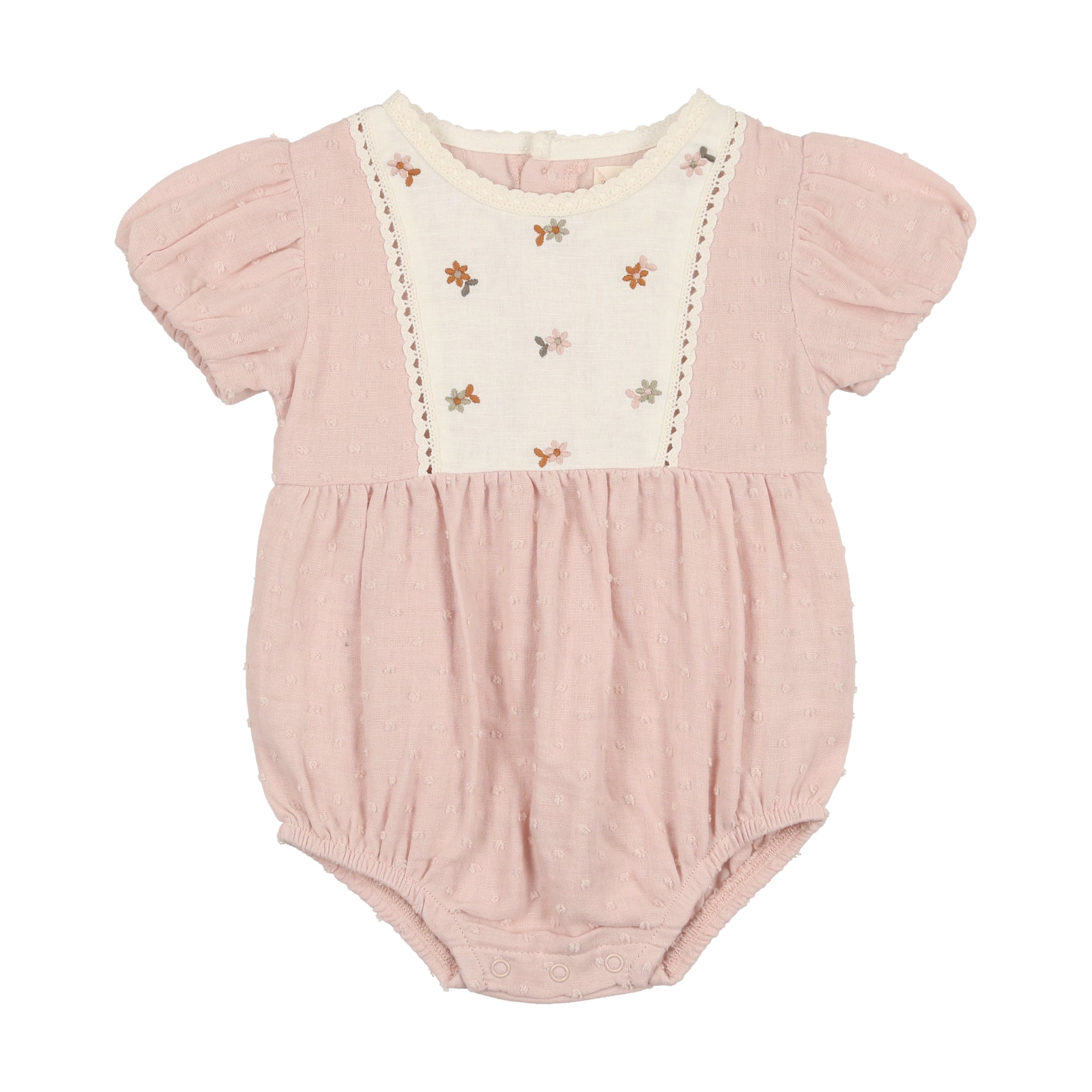 Analogie by Lil Legs Pink Swiss Dot Romper