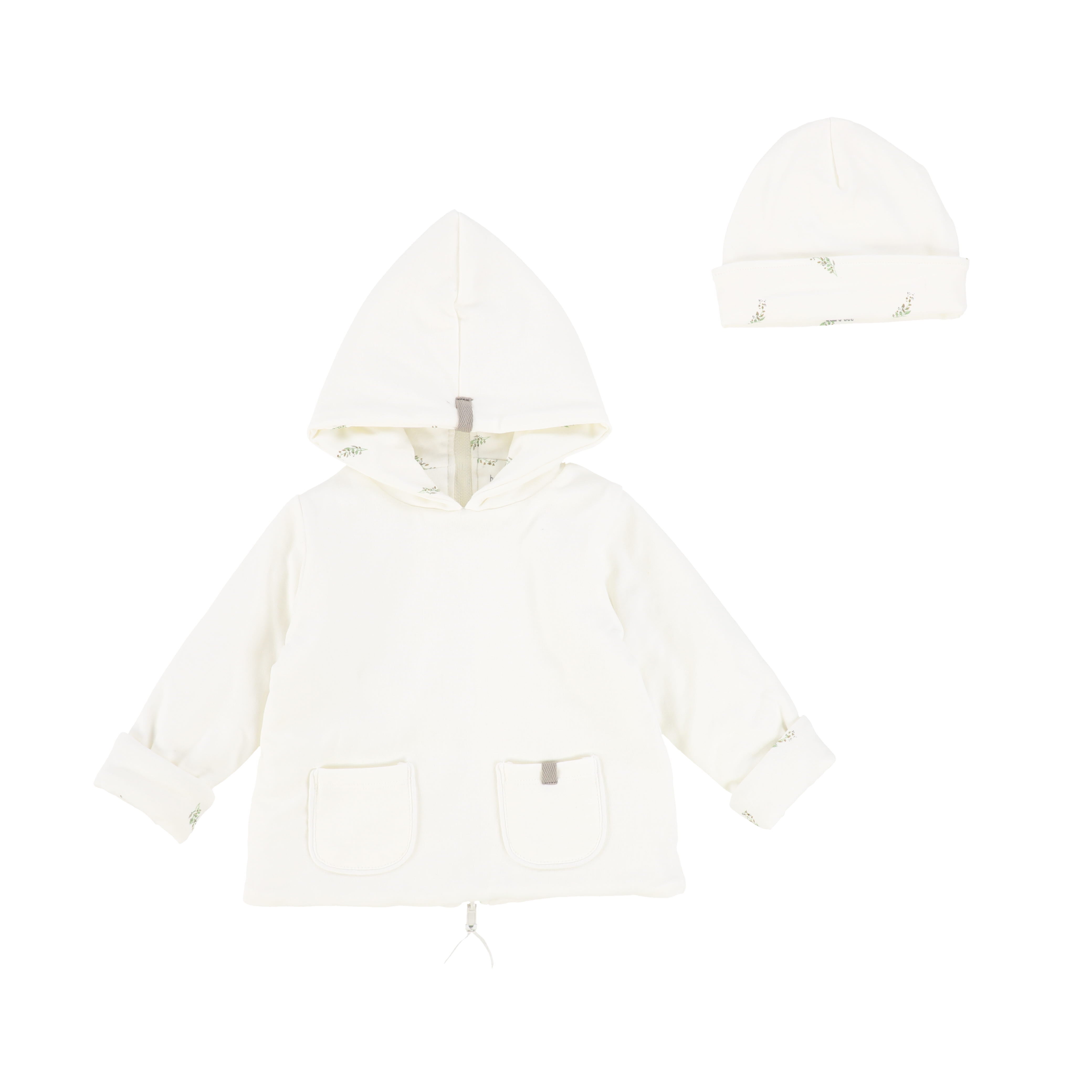 Bee & Dee Ivory Girl's Print Jacket With Beanie