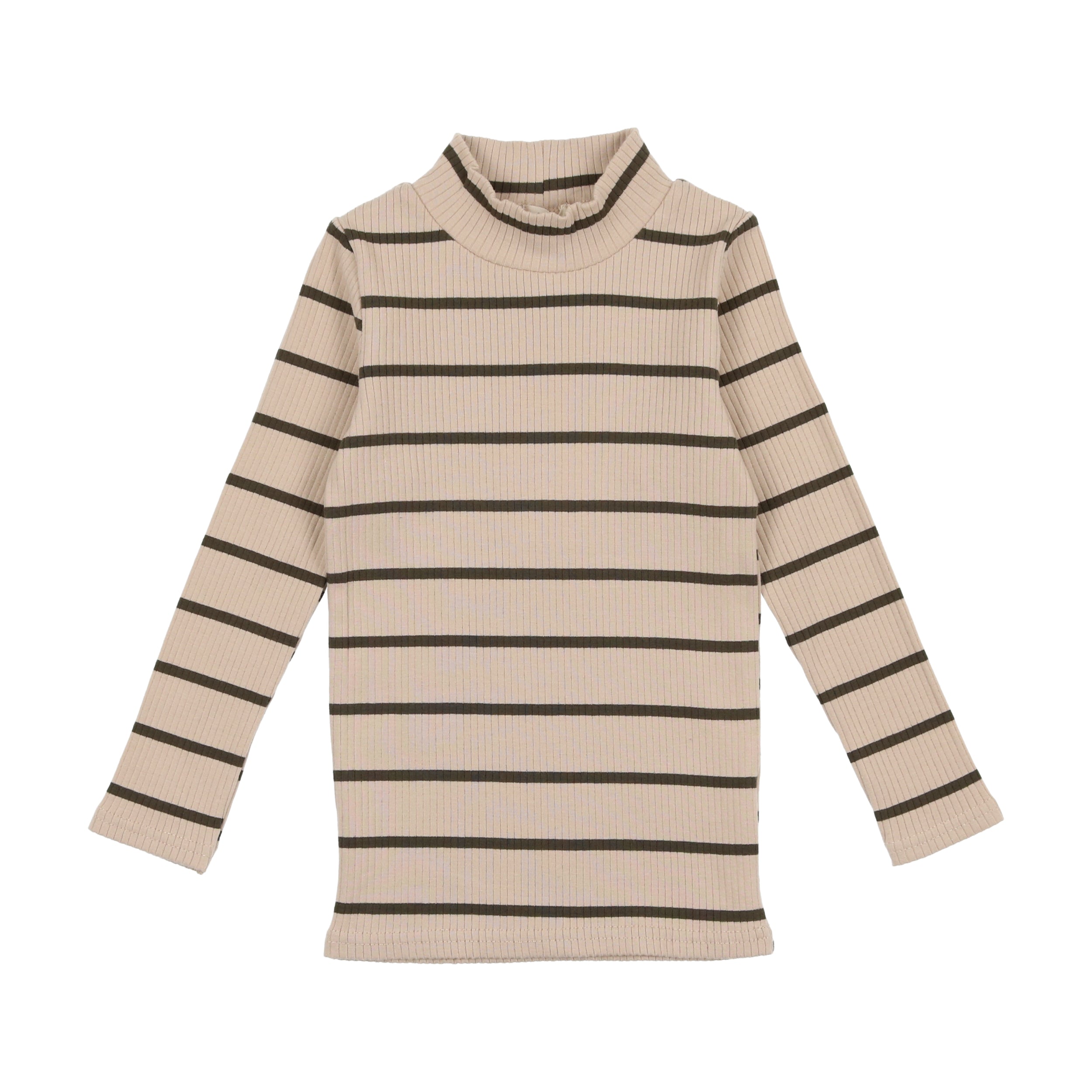 Lil Legs Evergreen Ribbed Striped Mock Neck