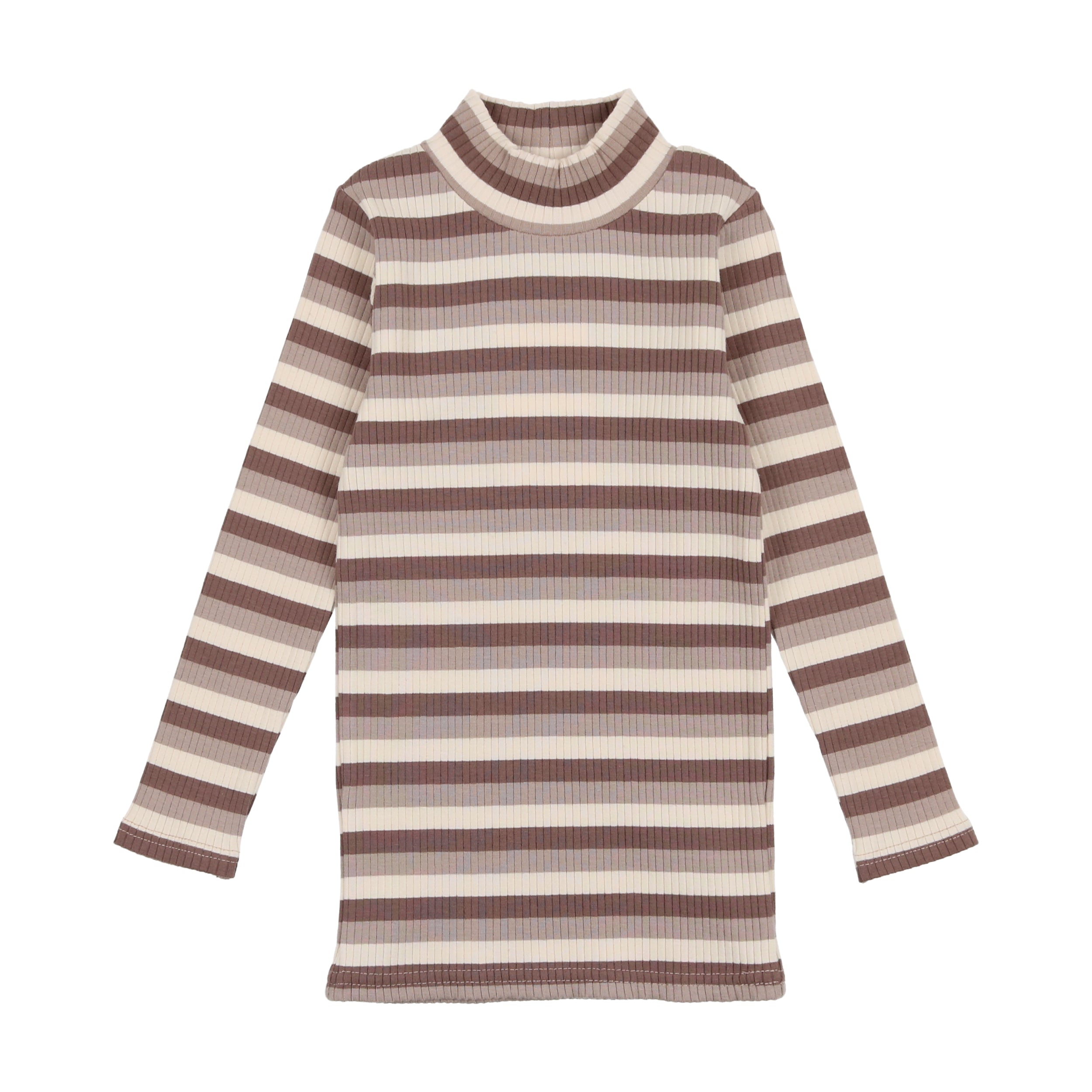 Lil Legs Multibrown Ribbed Striped Mock Neck