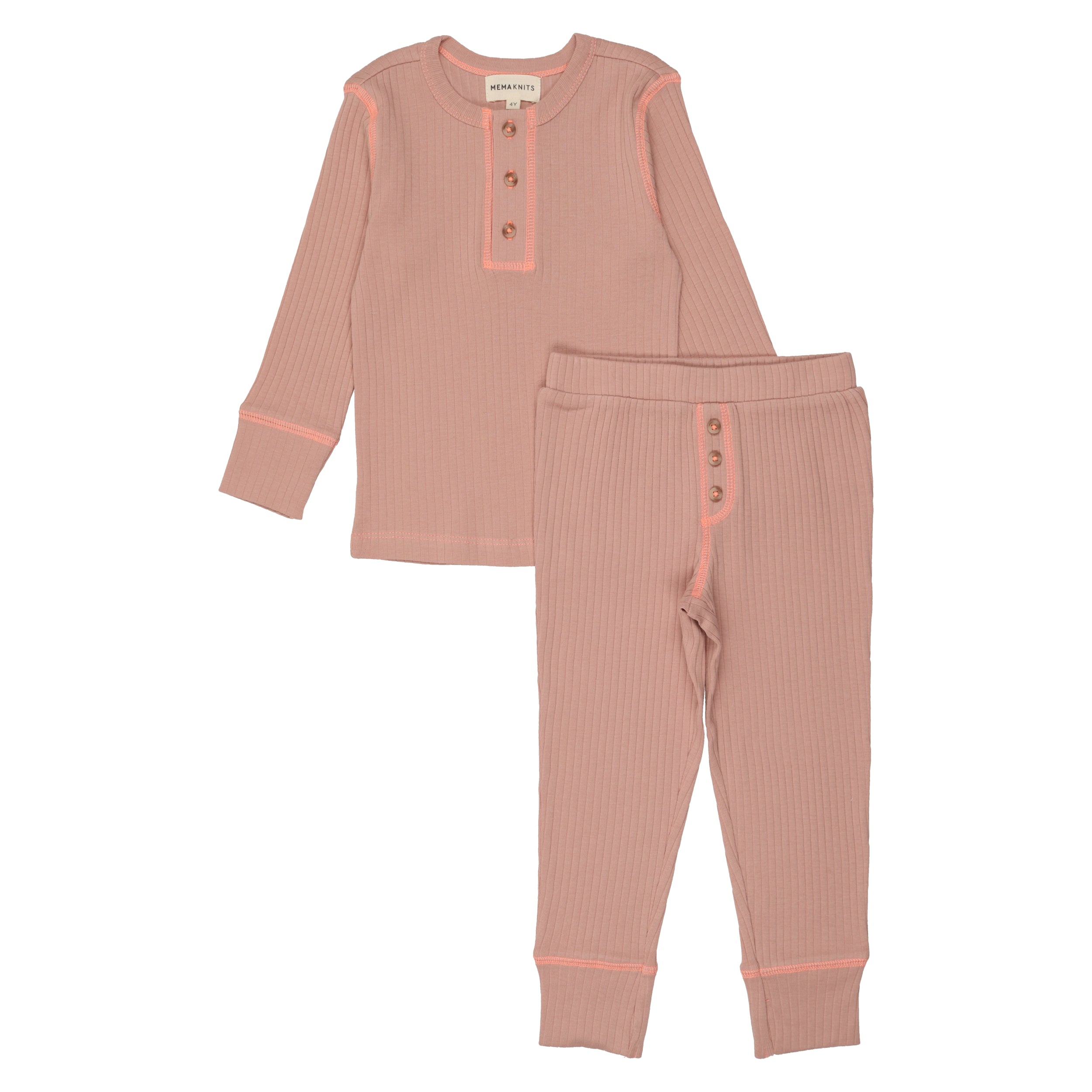 Mema Knits Neon Stitch Pink/Coral Pajamas