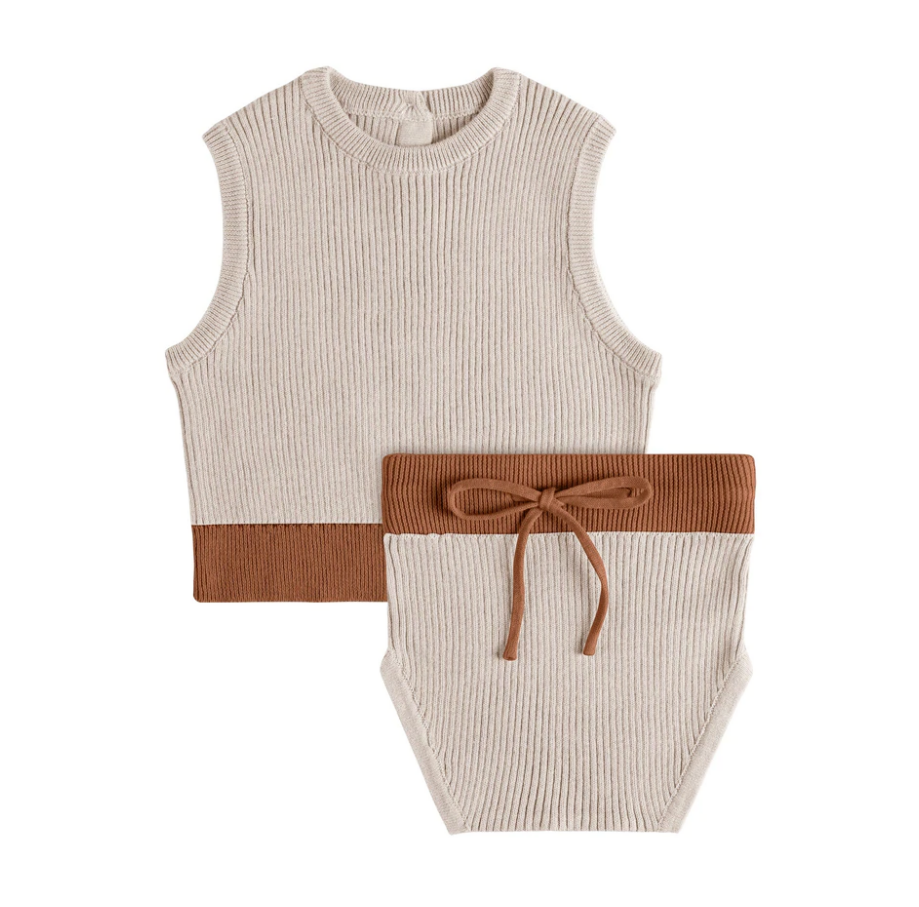 Pippin Chestnut Ribbed Colorblock Bloomer Set
